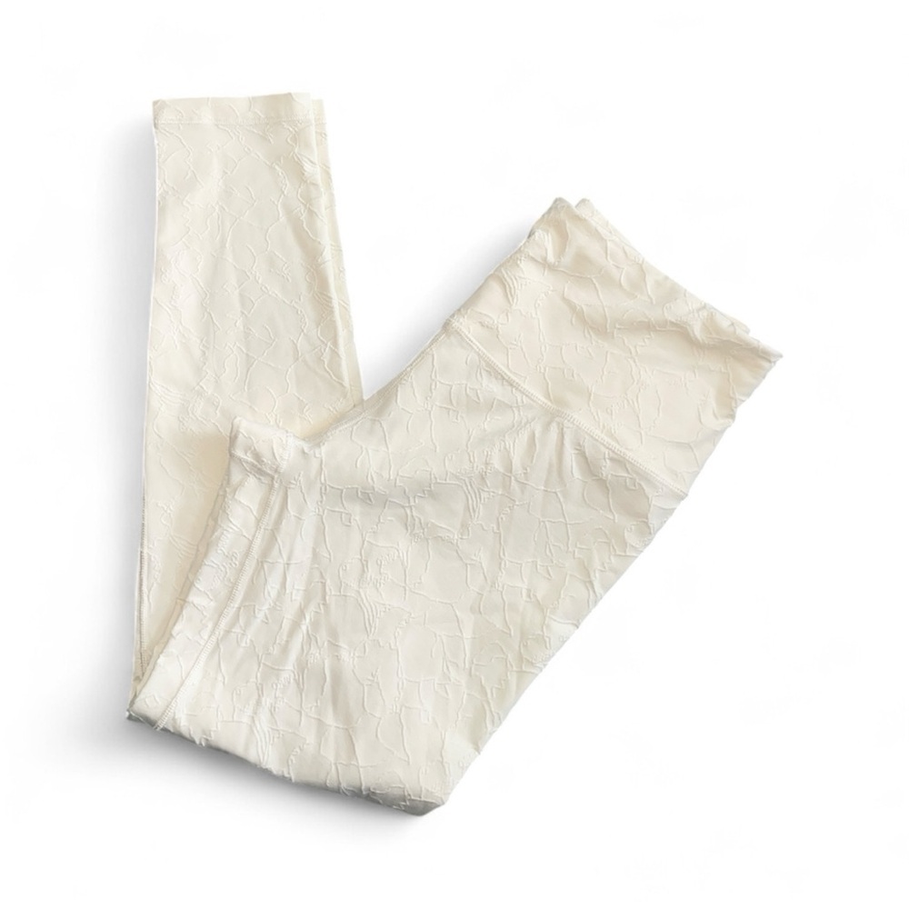 Textured‎ Cream Beige Casual Athletic Yoga Medium Rise Leggings M